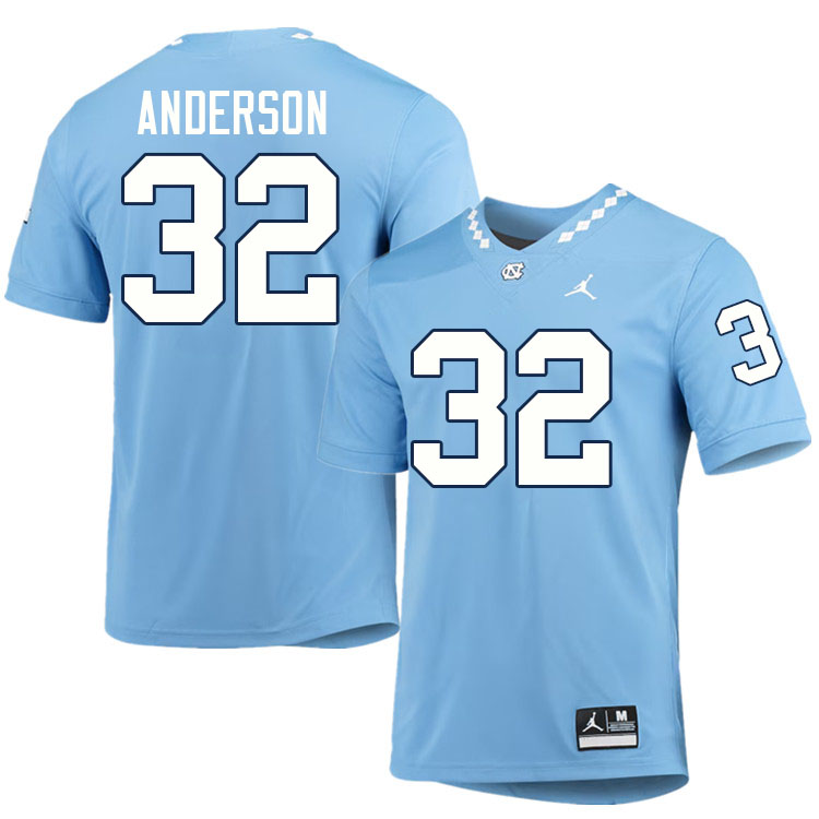 #32 Jermaine Anderson North Carolina Tar Heels College Football Jersey Stitched-Carolina Blue